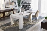 Consolle allungabile Mairano, trasformabile in tavolo da pranzo, salvaspazio ed estensibile fino a 237 cm, 90-237x76,6x90 cm, Bianco