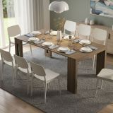 Consolle Allungabile Marrone Noce 8 Posti Allungabile 186x90x78h cm, Meccanismo Estensione a Incastro - Ficarolo