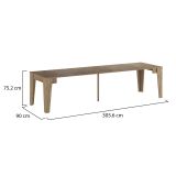 Consolle Allungabile Marrone Rovere Allungabile 12 Posti 305.6x90x75.2h cm, Meccanismo Estensione Allunghe Centrali - Gizio