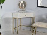 Consolle angolare 84x60x77h cm bianco e oro - Viscardo