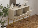 Consolle Beige Marmo Oror 2 Vani Colore Struttura Oror 90x34x70h cm, Colore Ripiano Beige - Arresi