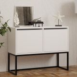Consolle Bianco Nero 2 Vani Colore Struttura Nero 90x34x70h cm, Colore Ripiano Bianco - Arresi
