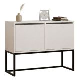 Consolle Bianco Nero 2 Vani Colore Struttura Nero 90x34x70h cm, Colore Ripiano Bianco - Arresi