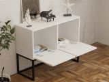Consolle Bianco Nero 2 Vani Colore Struttura Nero 90x34x70h cm, Colore Ripiano Bianco - Arresi