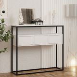 Consolle Bianco Nero un Ripiano un Vano 100x29x90h cm, Colore Struttura Nero - Pianfei