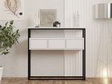 Consolle Bianco Nero un Ripiano un Vano 100x29x90h cm, Colore Struttura Nero - Pianfei