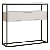 Consolle Bianco Nero un Ripiano un Vano 100x29x90h cm, Colore Struttura Nero - Pianfei