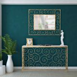 Consolle Bianco oro un Ripiano Materiale Struttura in Marmo 140x36x82h cm, Colore Ripiano Bianco - Goris