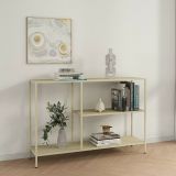 Consolle Bianco Panna 2 Ripiani 3 Vani 120x30x80h cm, Peso Supportato 60 kg - Vaprio