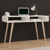 Consolle Bianco Rovere Marrone 2 Vani Colore Struttura Marrone 120x60x75h cm, Colore Ripiano Bianco - Busachi