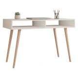 Consolle Bianco Rovere Marrone 2 Vani Colore Struttura Marrone 120x60x75h cm, Colore Ripiano Bianco - Busachi