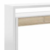 Consolle Billings, Scrivania con piano estensibile, Scrittoio porta PC con 2 cassetti, 99x36h88 cm, Bianco e Rovere