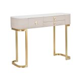 Consolle Bolzano, Tavolo multiuso, Mobiletto d'appoggio, Scrivania da corridoio, Crema e Oro, 100x40 h80 cm