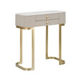 Consolle Bolzano, Tavolo multiuso, Mobiletto d'appoggio, Scrivania da corridoio, Crema e Oro, 70x40 h80 cm