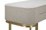 Consolle Bolzano, Tavolo multiuso, Mobiletto d'appoggio, Scrivania da corridoio, Crema e Oro, 70x40 h80 cm