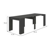 Consolle Compton, Tavolo da pranzo allungabile, Tavolo con allunghe multiuso estensibile fino a 10 posti, 51-237x90h78 cm, Antracite