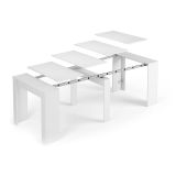 Consolle Compton, Tavolo da pranzo allungabile, Tavolo con allunghe multiuso estensibile fino a 10 posti, 51-237x90h78 cm, Bianco Lucido