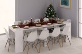 Consolle Compton, Tavolo da pranzo allungabile, Tavolo con allunghe multiuso estensibile fino a 10 posti, 51-237x90h78 cm, Bianco Lucido