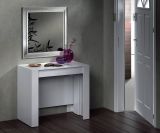 Consolle Compton, Tavolo da pranzo allungabile, Tavolo con allunghe multiuso estensibile fino a 10 posti, 51-237x90h78 cm, Bianco Lucido