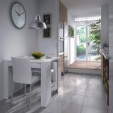 Consolle Compton, Tavolo da pranzo allungabile, Tavolo con allunghe multiuso estensibile fino a 10 posti, 51-237x90h78 cm, Bianco Lucido