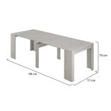 Consolle Compton, Tavolo da pranzo allungabile, Tavolo con allunghe multiuso estensibile fino a 10 posti, 51-237x90h78 cm, Cemento