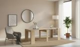 Consolle Compton, Tavolo da pranzo allungabile, Tavolo con allunghe multiuso estensibile fino a 10 posti, 51-237x90h78 cm, Rovere