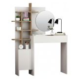 Consolle con specchio 35x35x151h cm bianco e quercia - Pago