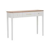 Consolle Demo, Tavolo multiuso, Mobiletto d'appoggio, Scrivania da corridoio, 107x37 h80 cm, Bianco e Marrone