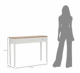 Consolle Demo, Tavolo multiuso, Mobiletto d'appoggio, Scrivania da corridoio, 107x37 h80 cm, Bianco e Marrone