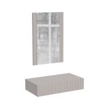 Consolle Fafe, Entratina sospesa con specchio, Design moderno con effetto cannettato, 80x42 h97 cm, Beige
