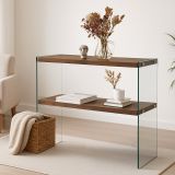 Consolle in legno e vetro 90x30x80h cm noce - Doha