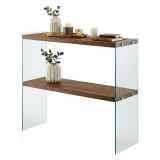 Consolle in legno e vetro 90x30x80h cm noce - Doha