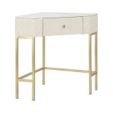 Consolle Juruena, Tavolo multiuso, Mobiletto d'appoggio, Scrivania da corridoio, 85x60 h77 cm, Bianco e Oro