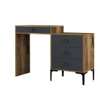 Consolle Lyra, Tavolo allungabile multiuso, Consolle ingresso, Ripiano con allunghe, 124x40h85 cm, Noce e Antracite