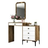 Consolle Marrone Noce Bianco 2 Ripiani Peso Supportato 25 kg 124x40x85h cm, Colore Ripiano Marrone - Namtheun