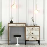 Consolle Marrone Noce Bianco Marmo 2 Ripiani Peso Supportato 25 kg 124x40x85h cm, Materiale Struttura in Plastica - Artegna