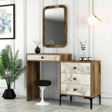 Consolle Marrone Noce Bianco Marmo 2 Ripiani Peso Supportato 25 kg 124x40x85h cm, Materiale Struttura in Plastica - Nova