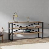 Consolle Marrone Noce Nero 2 Ripiani 2 Vani 120x32x59h cm, Colore Ripiano Marrone - Envie