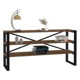Consolle Marrone Noce Nero 2 Ripiani 2 Vani 120x32x59h cm, Colore Ripiano Marrone - Envie