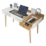 Consolle Marrone Rovere Bianco un Ripiano 2 Vani 120x53x72h cm, Colore Ripiano Bianco - Carugo
