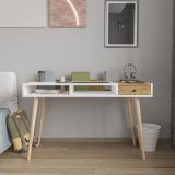 Consolle Marrone Rovere Bianco un Ripiano 2 Vani 120x53x72h cm, Colore Ripiano Bianco - Carugo