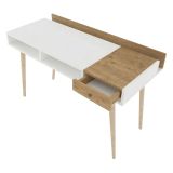 Consolle Marrone Rovere Bianco un Ripiano 2 Vani 120x53x72h cm, Colore Ripiano Bianco - Carugo