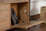 Consolle Marrone Rovere Nodi Nero un Ripiano 3 Vani 120x30x75h cm, Peso Supportato 35 kg - Nesta