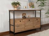 Consolle Marrone Rovere Nodi Nero un Ripiano 3 Vani 120x30x75h cm, Peso Supportato 35 kg - Nesta