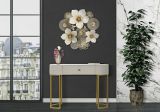 Consolle Molave, Tavolo multiuso, Mobiletto d'appoggio, Scrivania da corridoio, 100x40 h75 cm, Crema e Bianco