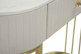 Consolle Molave, Tavolo multiuso, Mobiletto d'appoggio, Scrivania da corridoio, 100x40 h75 cm, Crema e Bianco