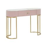 Consolle Molave, Tavolo multiuso, Mobiletto d'appoggio, Scrivania da corridoio, 100x40 h75 cm, Rosa e Bianco