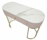 Consolle Molave, Tavolo multiuso, Mobiletto d'appoggio, Scrivania da corridoio, 100x40 h75 cm, Rosa e Bianco