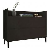 Consolle Nero Antracite 2 Vani Colore Ripiano Nero 110x35x85h cm, Sfumatura Colore Struttura Antracite - Trappeto