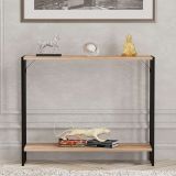 Consolle Nero Marrone Rovere un Ripiano un Vano 90x26x74h cm, Colore Ripiano Marrone - Ravello